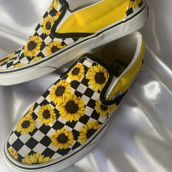 vans flower shoes in sun